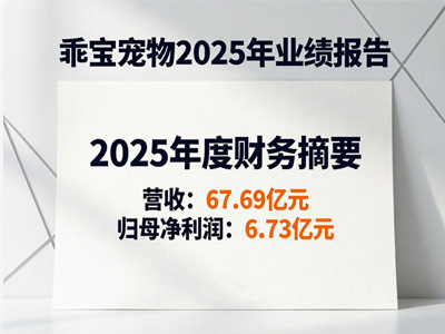 乖宝宠物2025年业绩报告：营收67.69亿元，归母净利润6.73亿元